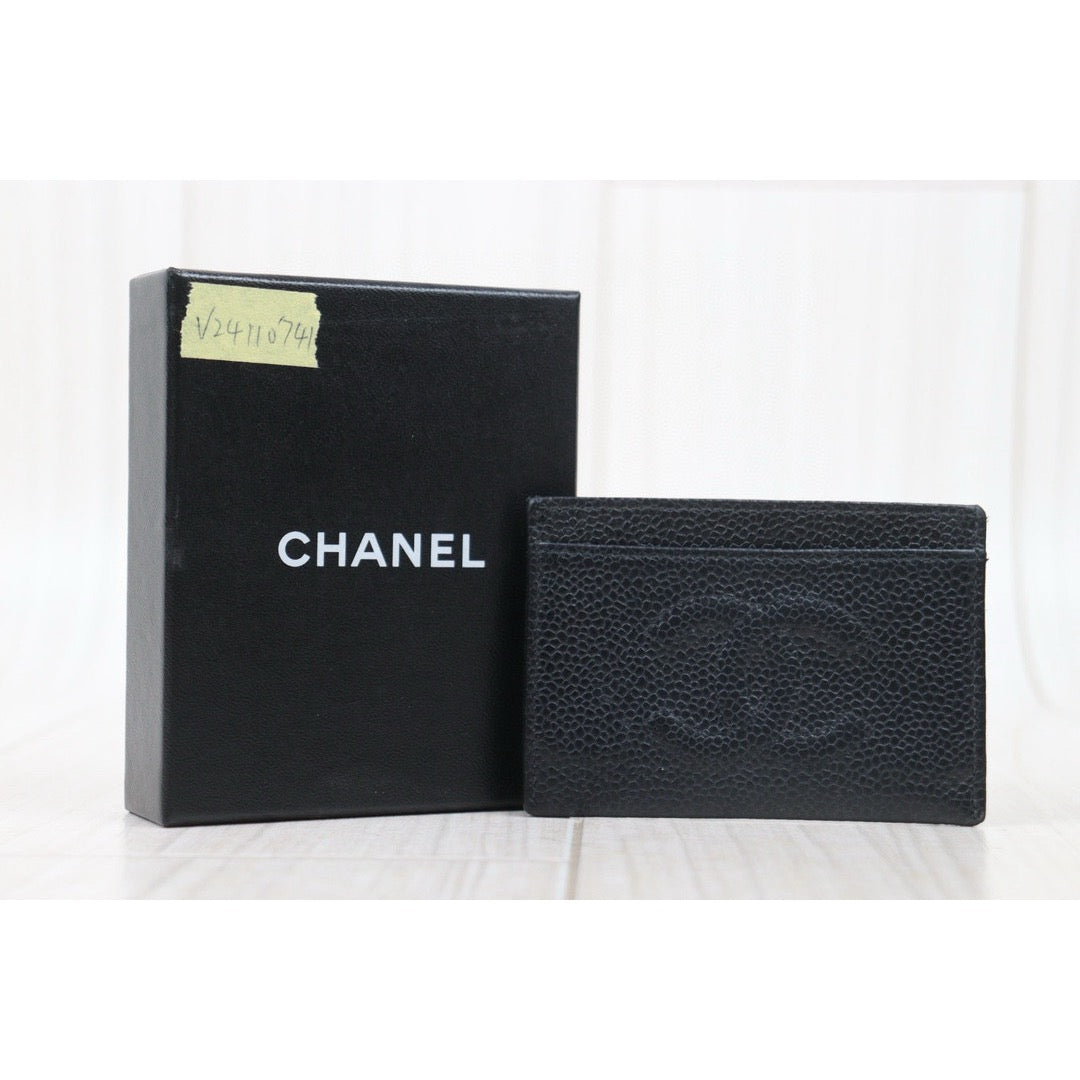 Very Good ( Rank A)｜CHANEL Caviar Skin  Card Holder Black Made In 1997-1999Year｜VT25030123