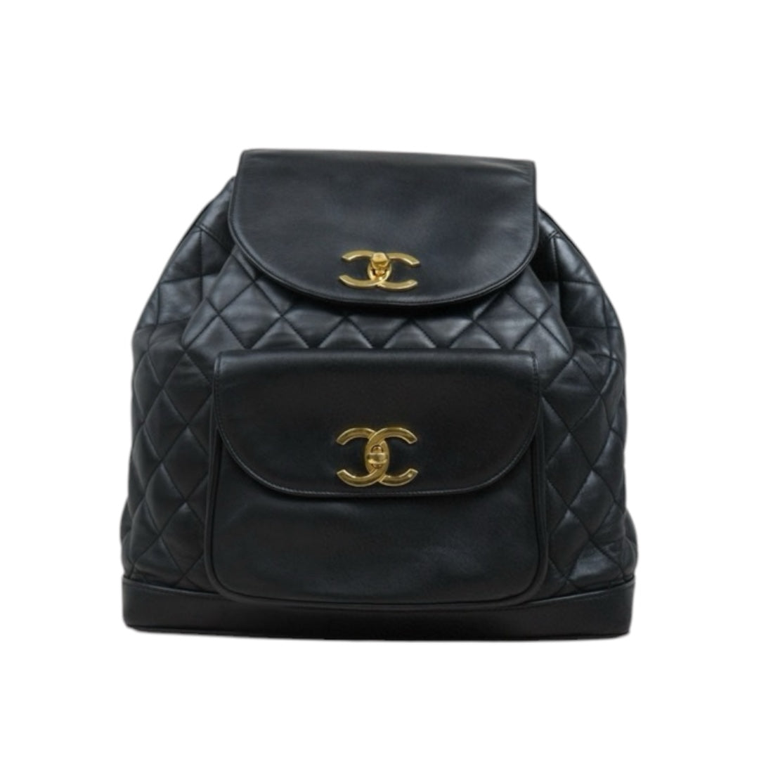 Good ( Rank AB)｜CHANEL  Lamb Skin Duma Backpack  Black Made in 1991-1994Year｜Y25022710