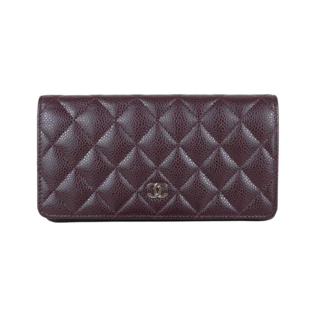 Excellent（Rank SA）｜CHANEL Caviar Skin Brown Long Wallet Made In 2014 Year｜S25031502