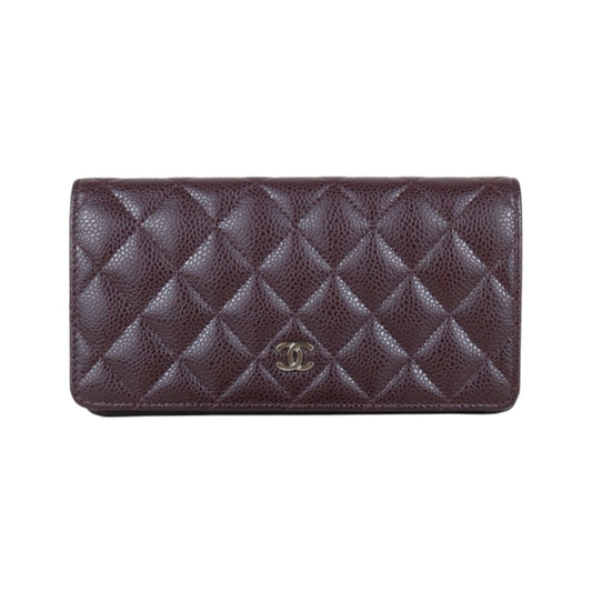 Excellent（Rank SA）｜CHANEL Caviar Skin Brown Long Wallet Made In 2014 Year｜S25031502