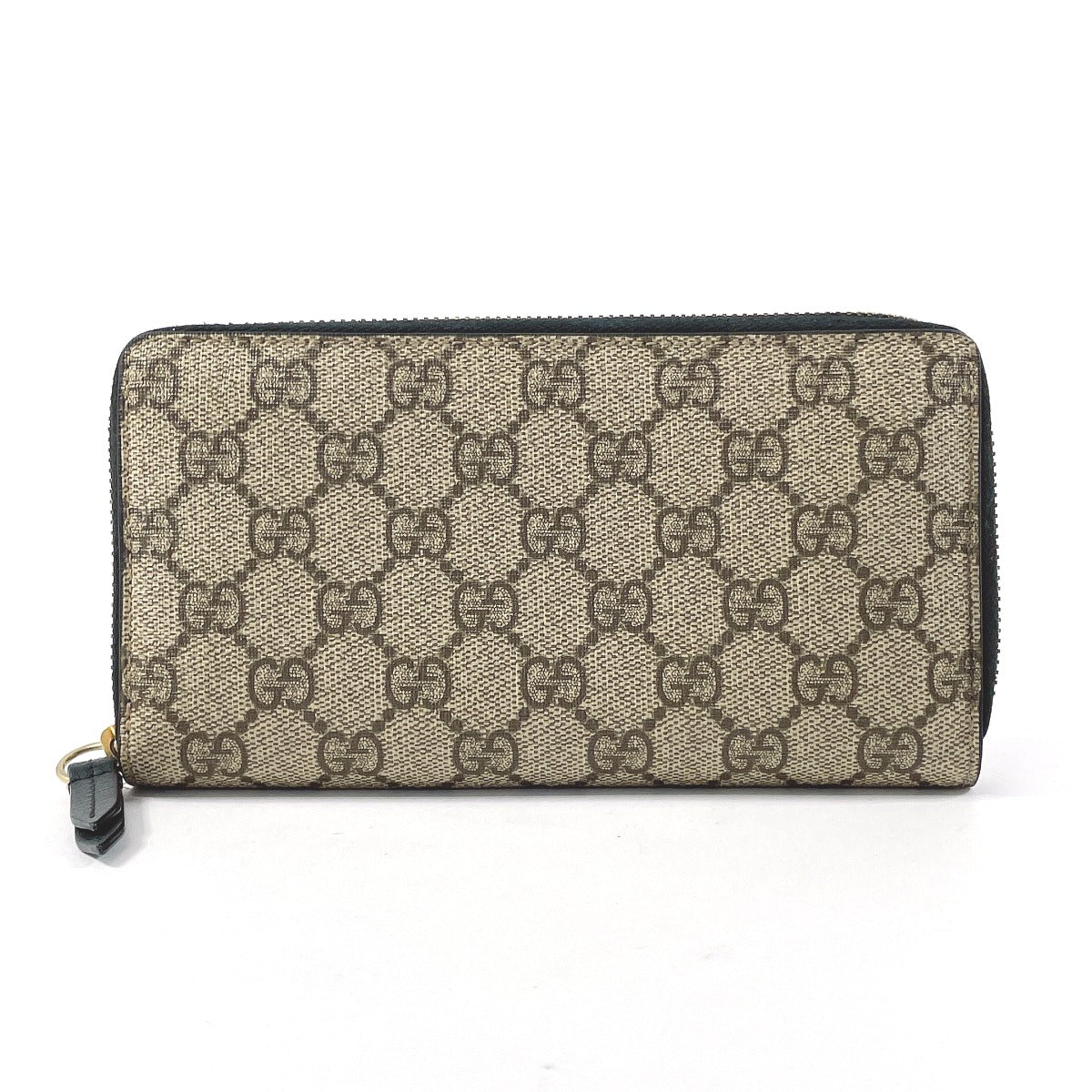 GUCCI Long Wallet Purse 410102 GG Supreme Canvas beige Zip Around unisex Used