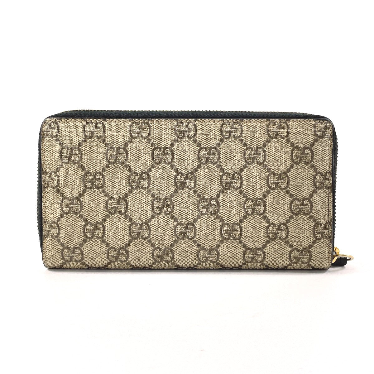 GUCCI Long Wallet Purse 410102 GG Supreme Canvas beige Zip Around unisex Used