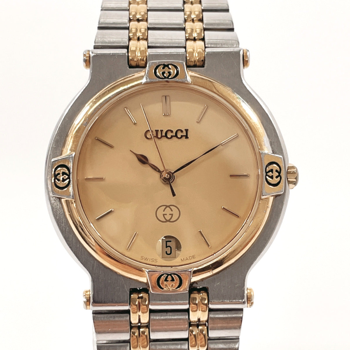 GUCCI Watches Quartz 9000M Stainless Steel Silver gold dial mens Used