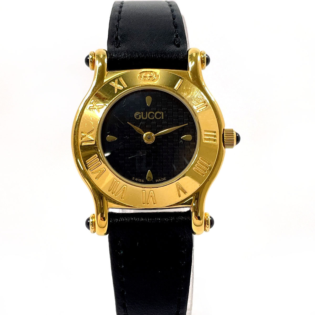 GUCCI Watches Quartz 6500L Stainless Steel , Leather gold black dial Women Used