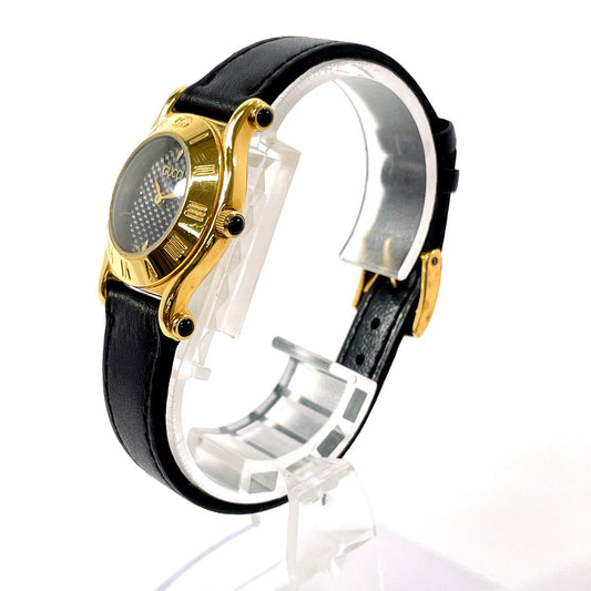 GUCCI Watches Quartz 6500L Stainless Steel , Leather gold black dial Women Used