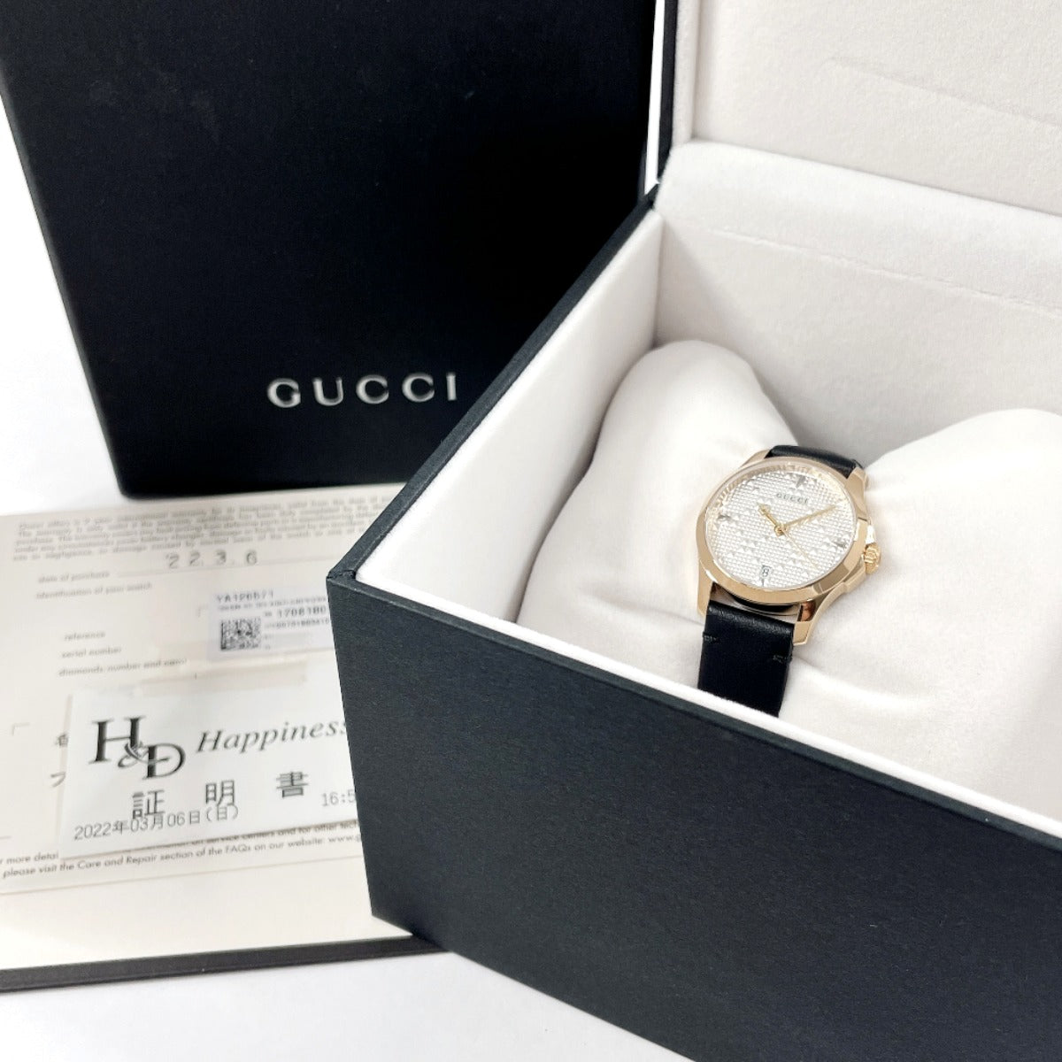 GUCCI Watches Quartz YA126571 Stainless Steel , Leather gold G timeless Silver dial Women Used