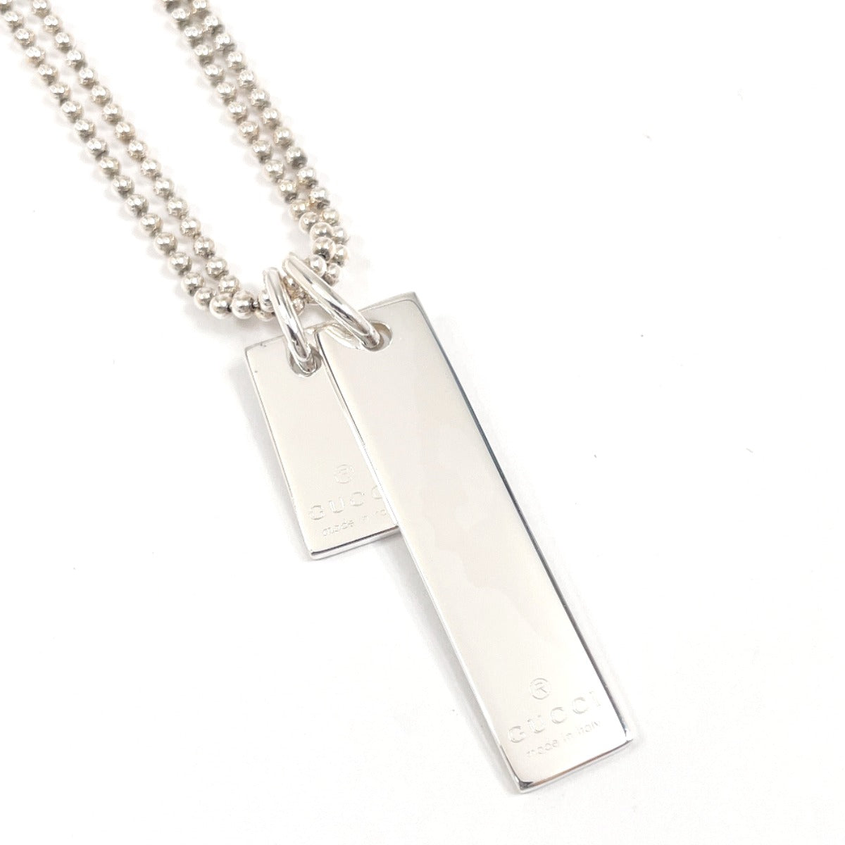 GUCCI Necklace Silver925 Silver Double chain plate unisex Used