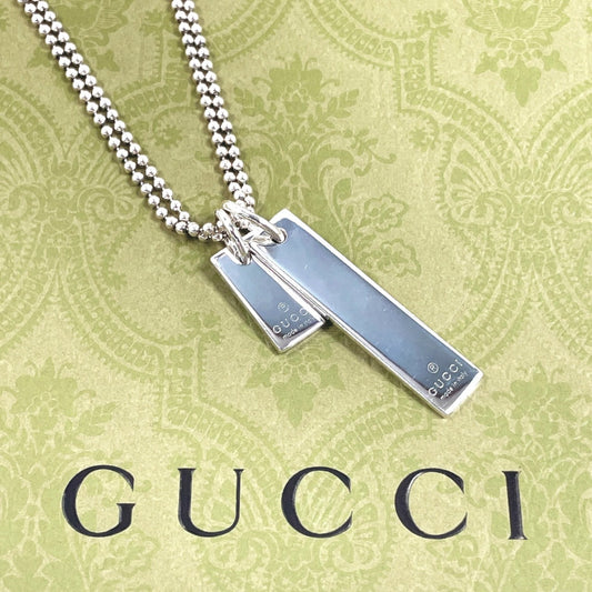 GUCCI Necklace Silver925 Silver Double chain plate unisex Used