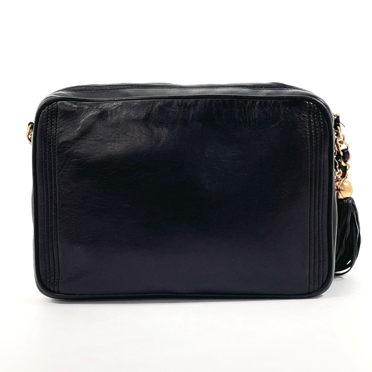 CHANEL Shoulder Bag lambskin black fringe ChainShoulder Women Used