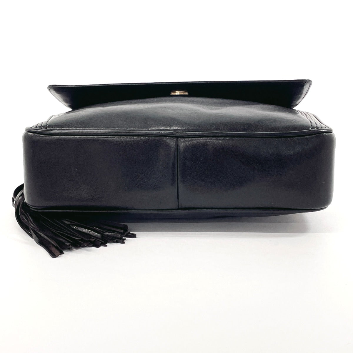 CHANEL Shoulder Bag lambskin black fringe ChainShoulder Women Used