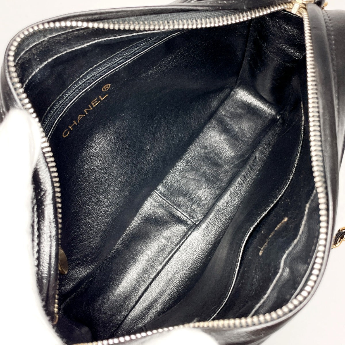CHANEL Shoulder Bag lambskin black fringe ChainShoulder Women Used