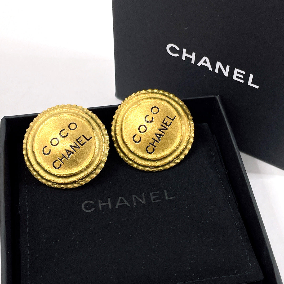 CHANEL Earring Gold Plated gold vintage logo Women Used