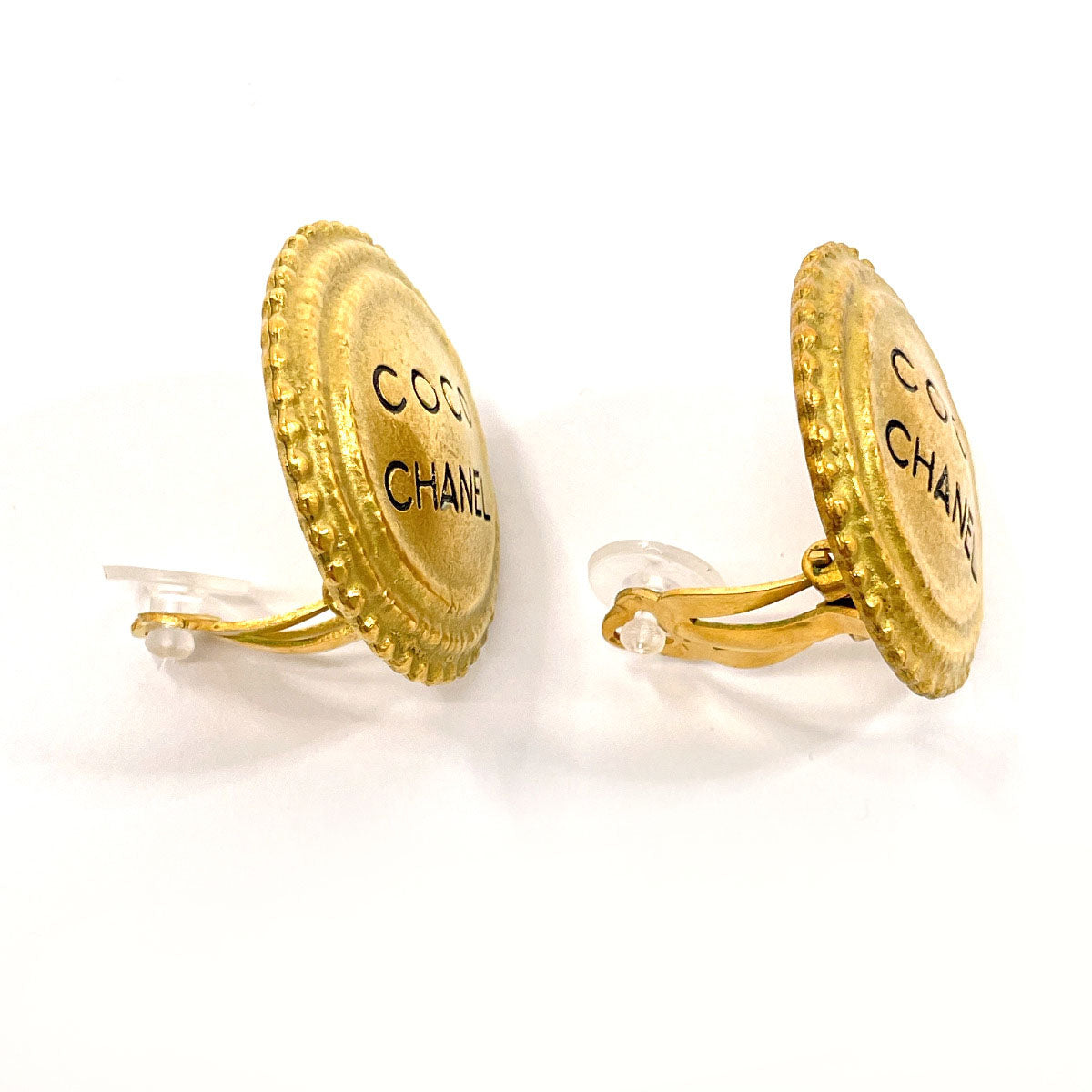 CHANEL Earring Gold Plated gold vintage logo Women Used