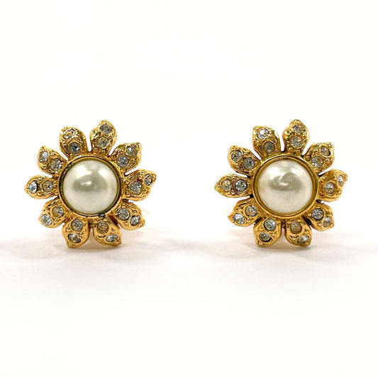 CHANEL Earring Metal, Faux Pearl gold flour Women Used