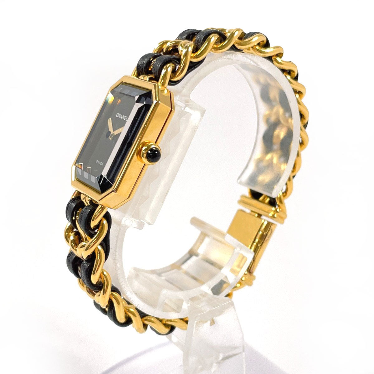 CHANEL Watches Quartz H0001 Gold Plated, Leather gold Premiere L black dial