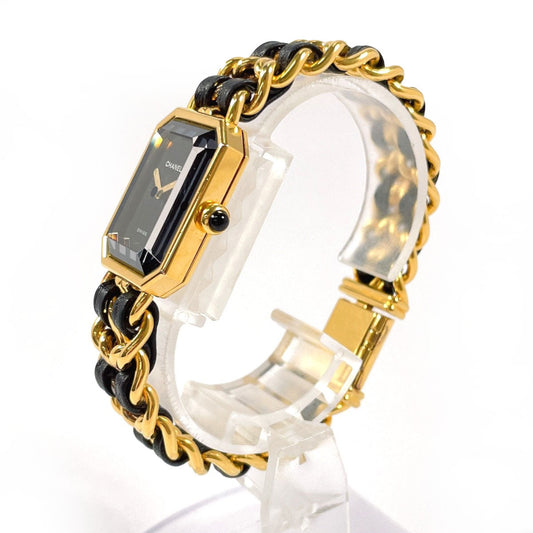 CHANEL Watches Quartz H0001 Gold Plated, Leather gold Premiere L black dial
