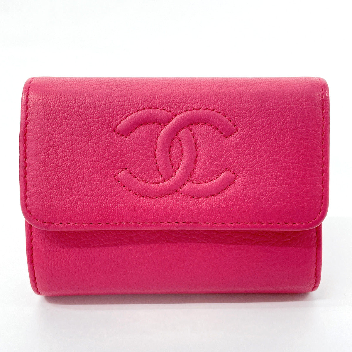 CHANEL Card Case leather pink COCO Mark Coin case
