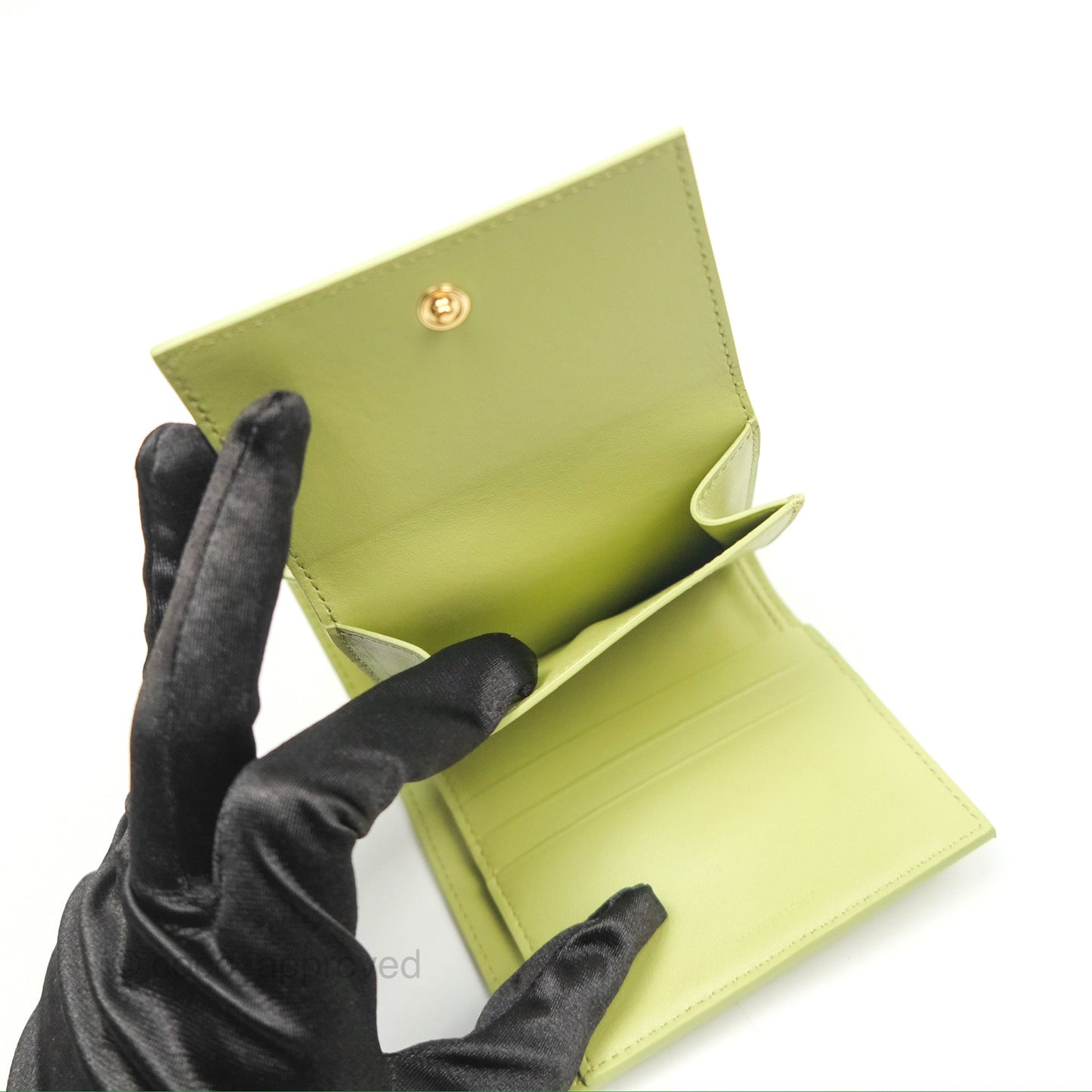 Celine Small Triomphe Flap Wallet Avocado Green Shiny Calfskin