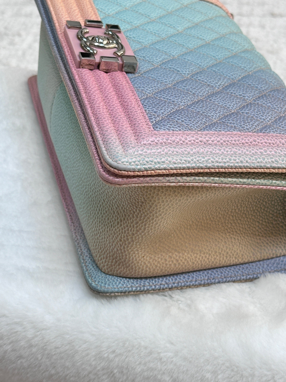 Chanel Rainbow Qulited Caviar Boy Bag Medium