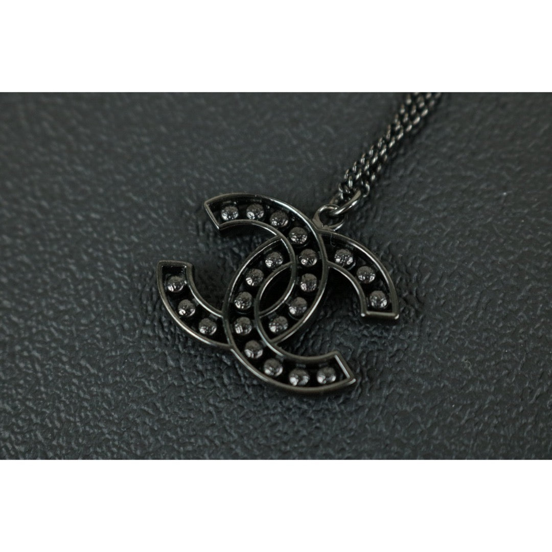 Very Good ( Rank A) ｜CHANEL COCO Mark  Black and White Rhinestone  Necklace Black｜F25022008