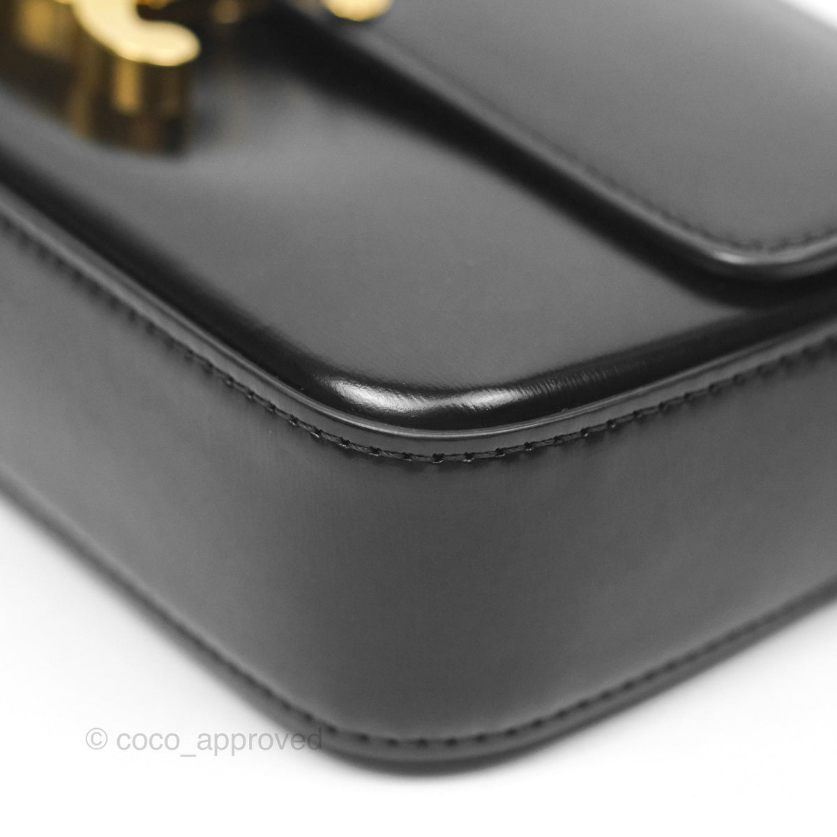 Celine Triomphe Shoulder Bag Black Calfskin