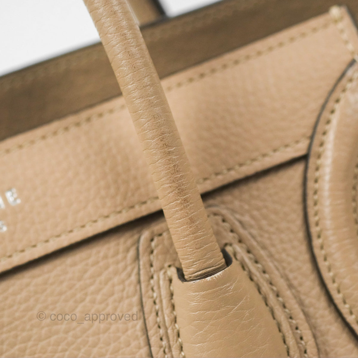 Celine Nano Luggage Bag Dune Drummed Calfskin
