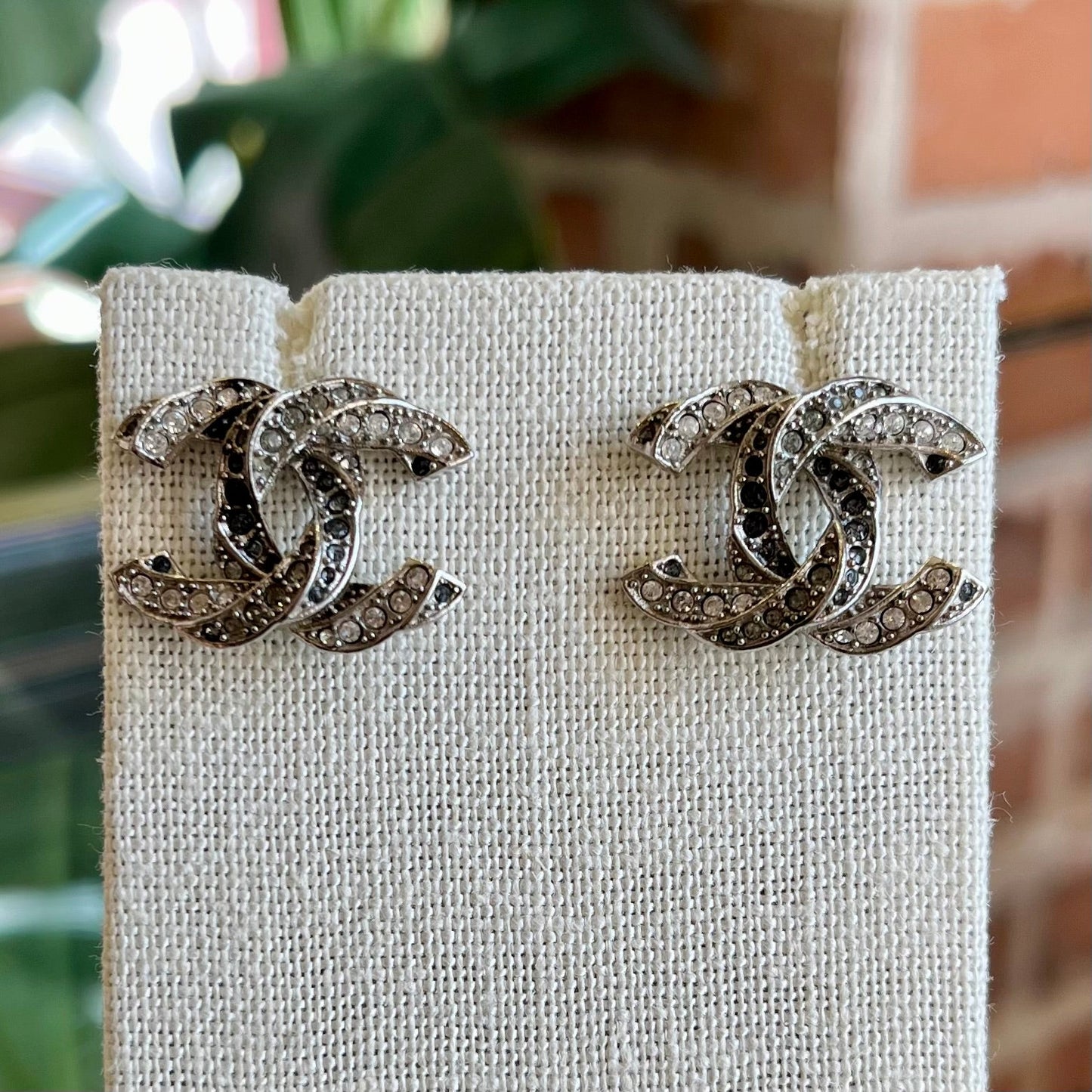 CHANEL 2016 Strass CC Stud Earrings