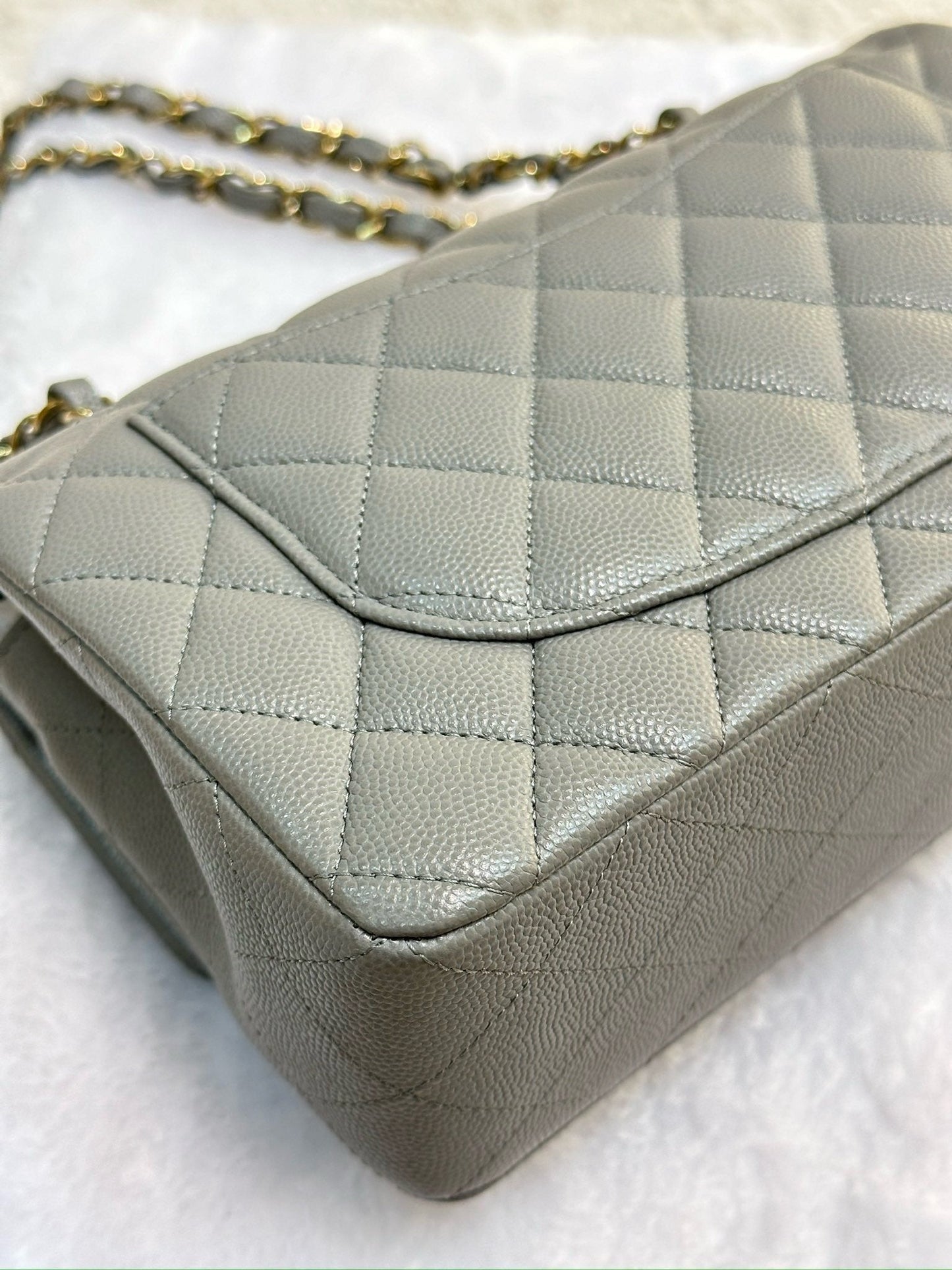 Chanel Small Caviar Quilted Double Flap Grey LGHW