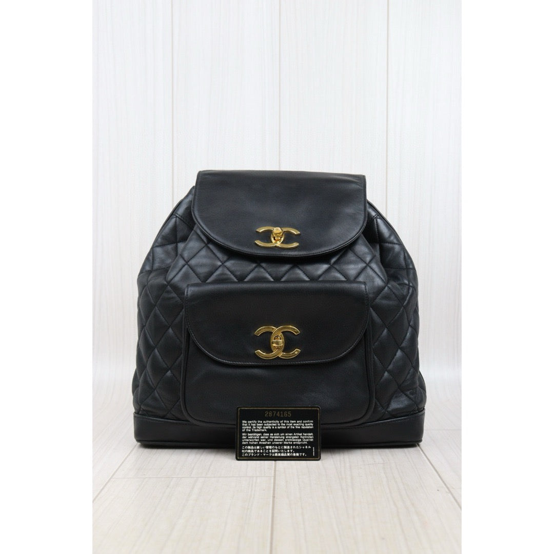 Good ( Rank AB)｜CHANEL  Lamb Skin Duma Backpack  Black Made in 1991-1994Year｜Y25022710
