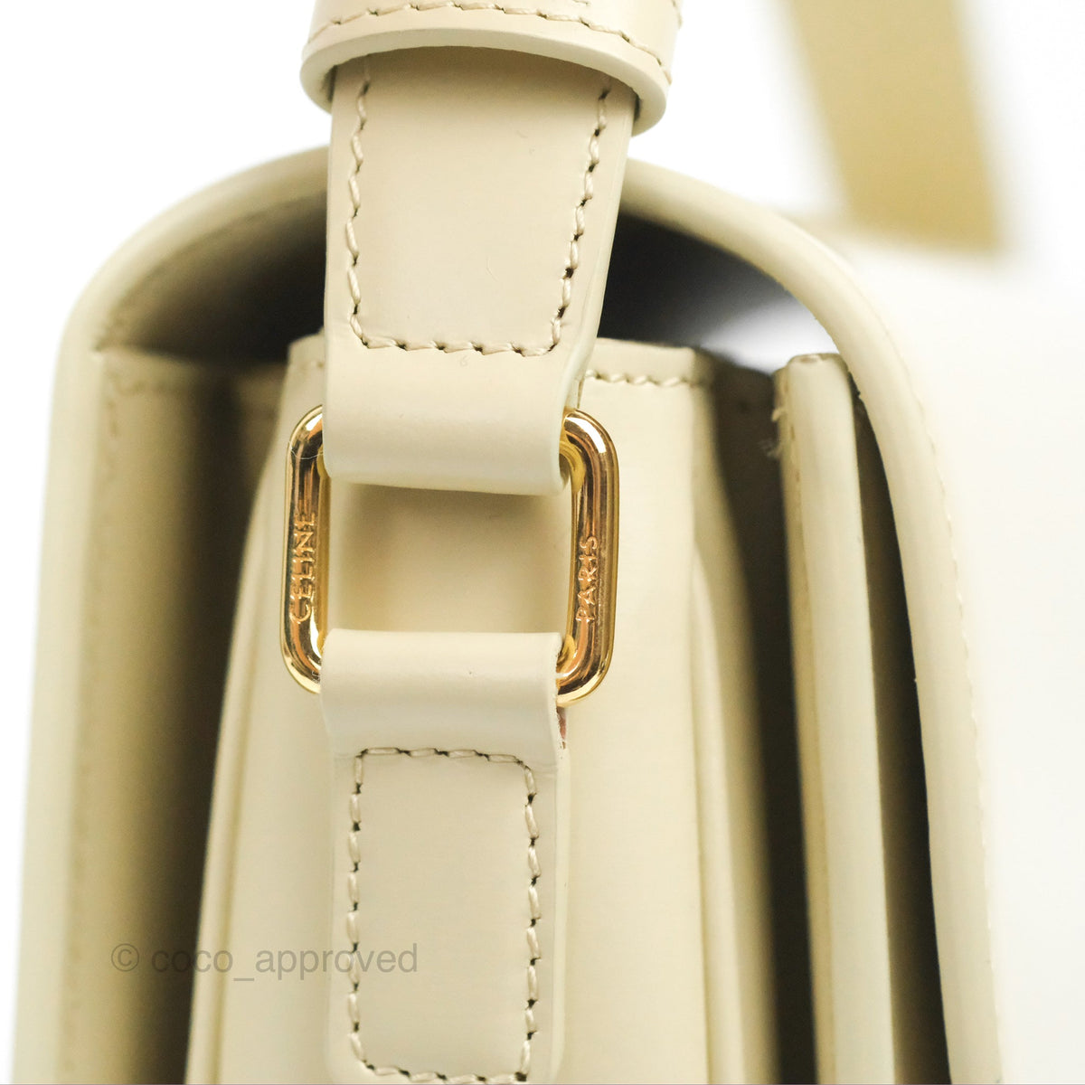 Celine Medium Triomphe Bag Limestone Shiny Calfskin
