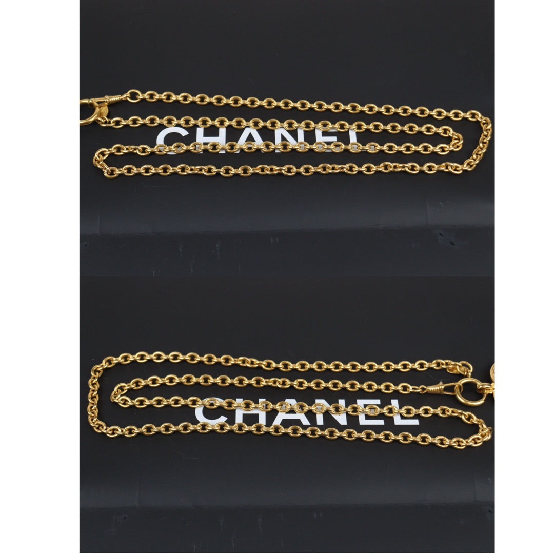 Rank A ｜ CHANEL Coco Mark 24K Gold Plated Necklace｜24021527