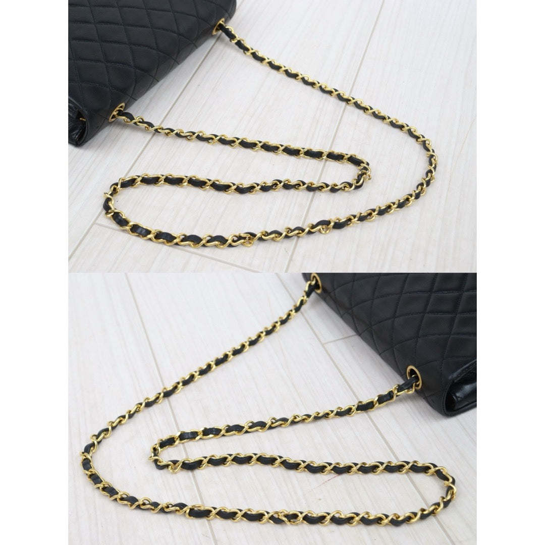 Very Good ( Rank A)｜ CHANEL Matrasse Lamb Skin Chain Bag Black Made in 1989-1991 Year｜P25051610