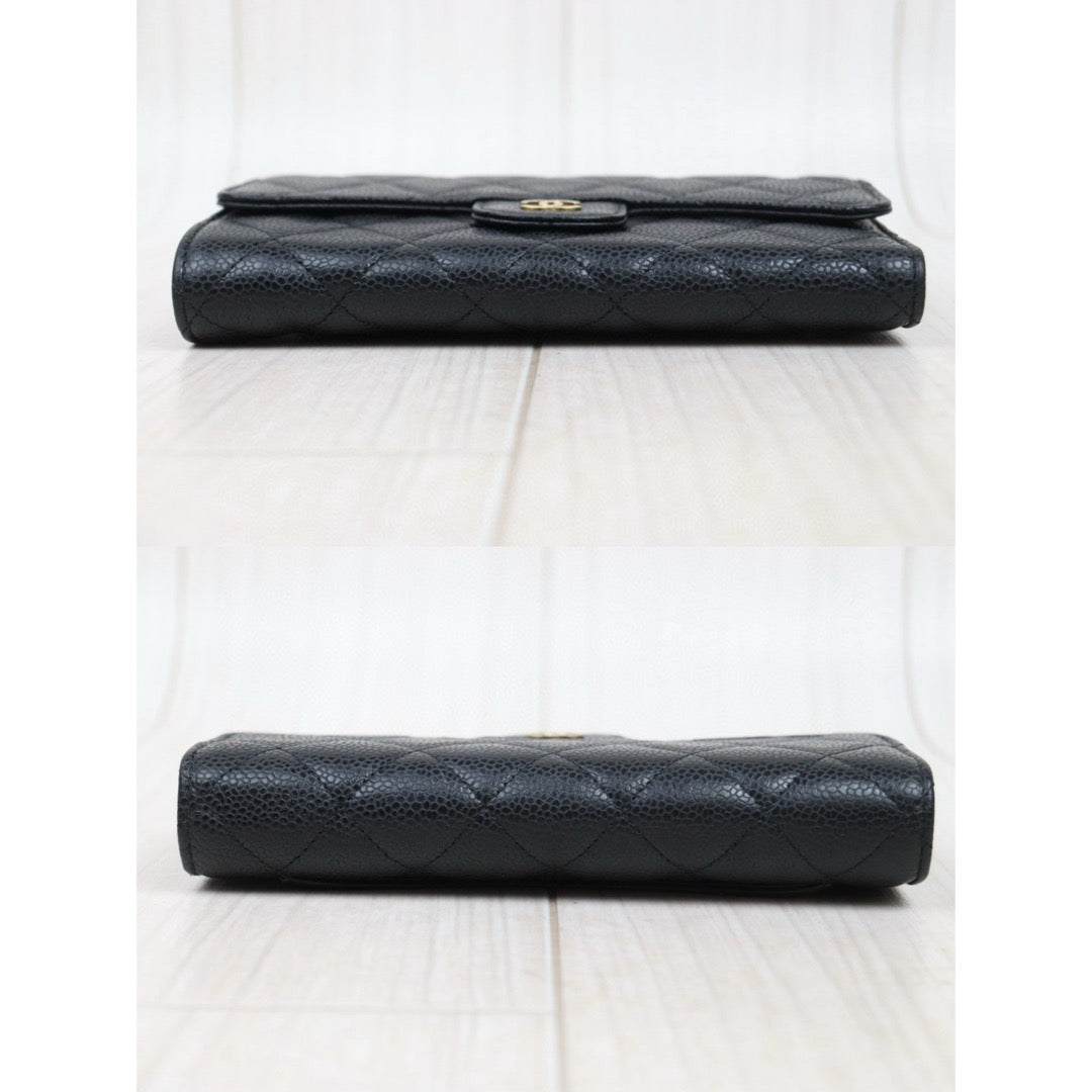 Very Good ( Rank A) ｜CHANEL Caviar Skin Black Long Wallet Made In 2014 - 2015Year｜S25021007