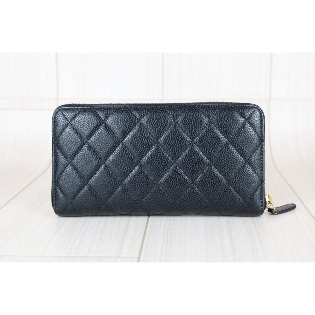 Very Good ( Rank A)｜CHANEL Caviar Skin Black Long Wallet Made In 2015 - 2016 Year｜X25040303