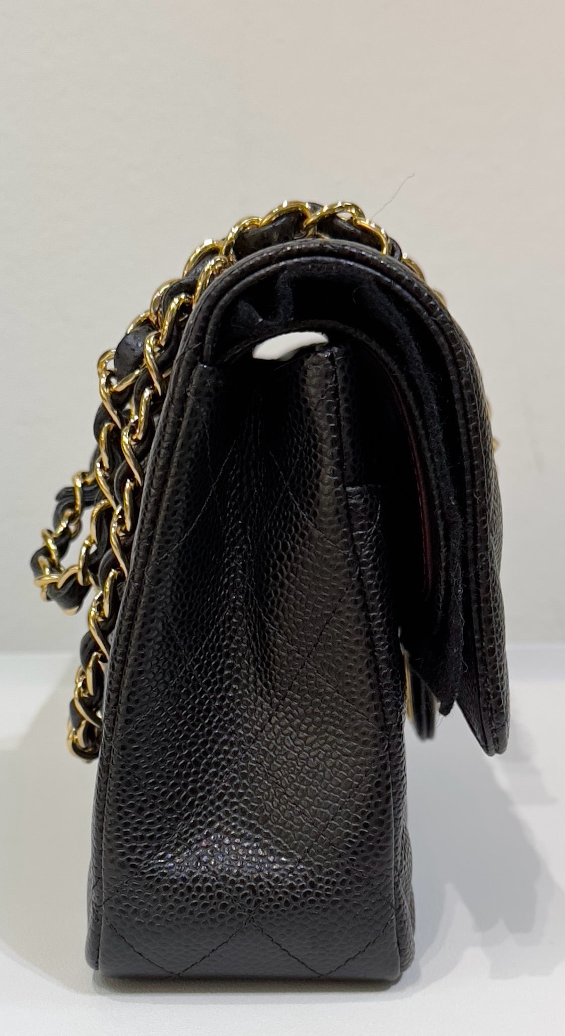 Chanel Medium Classic Quilted Caviar Double Flap Black GHW 2790 holo card