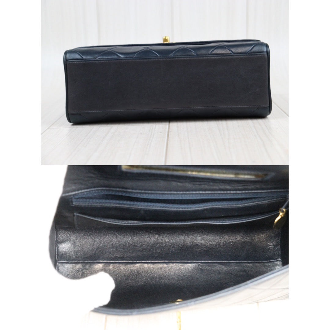 Good ( Rank AB)｜ CHANEL Matrasse Lamb Skin Shoulder Bag Navy ｜V24031225