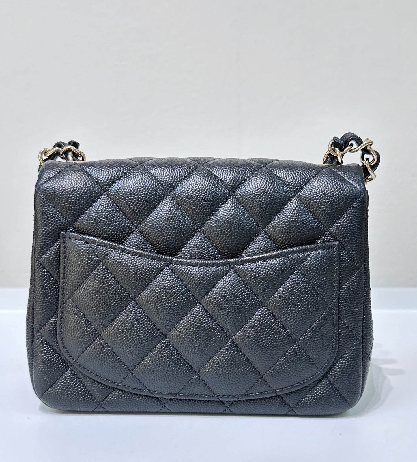 Chanel Black Mini Square Caviar Flap Bag Gold Hardware