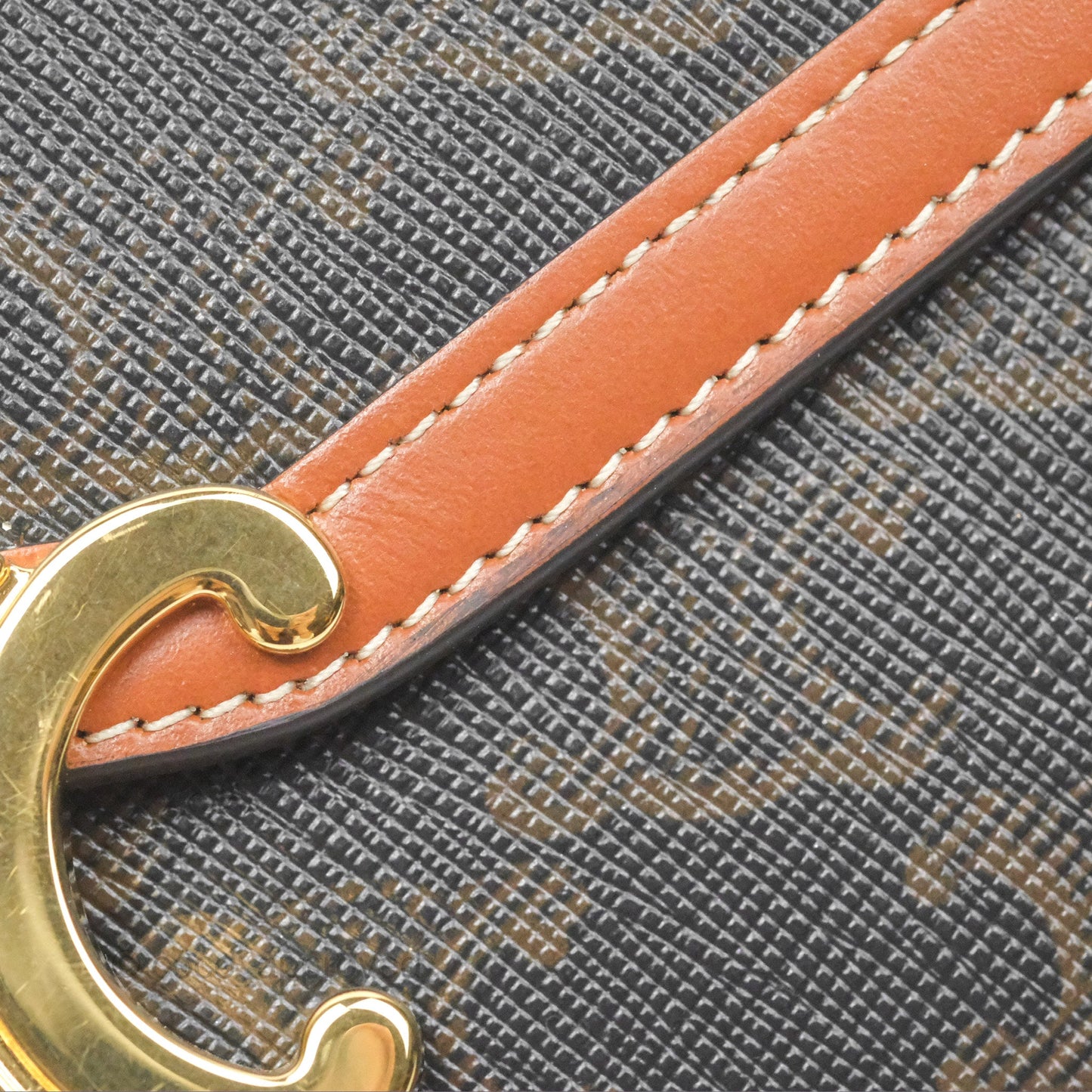 Celine Triomphe Wallet On Chain Canvas Tan Calfskin