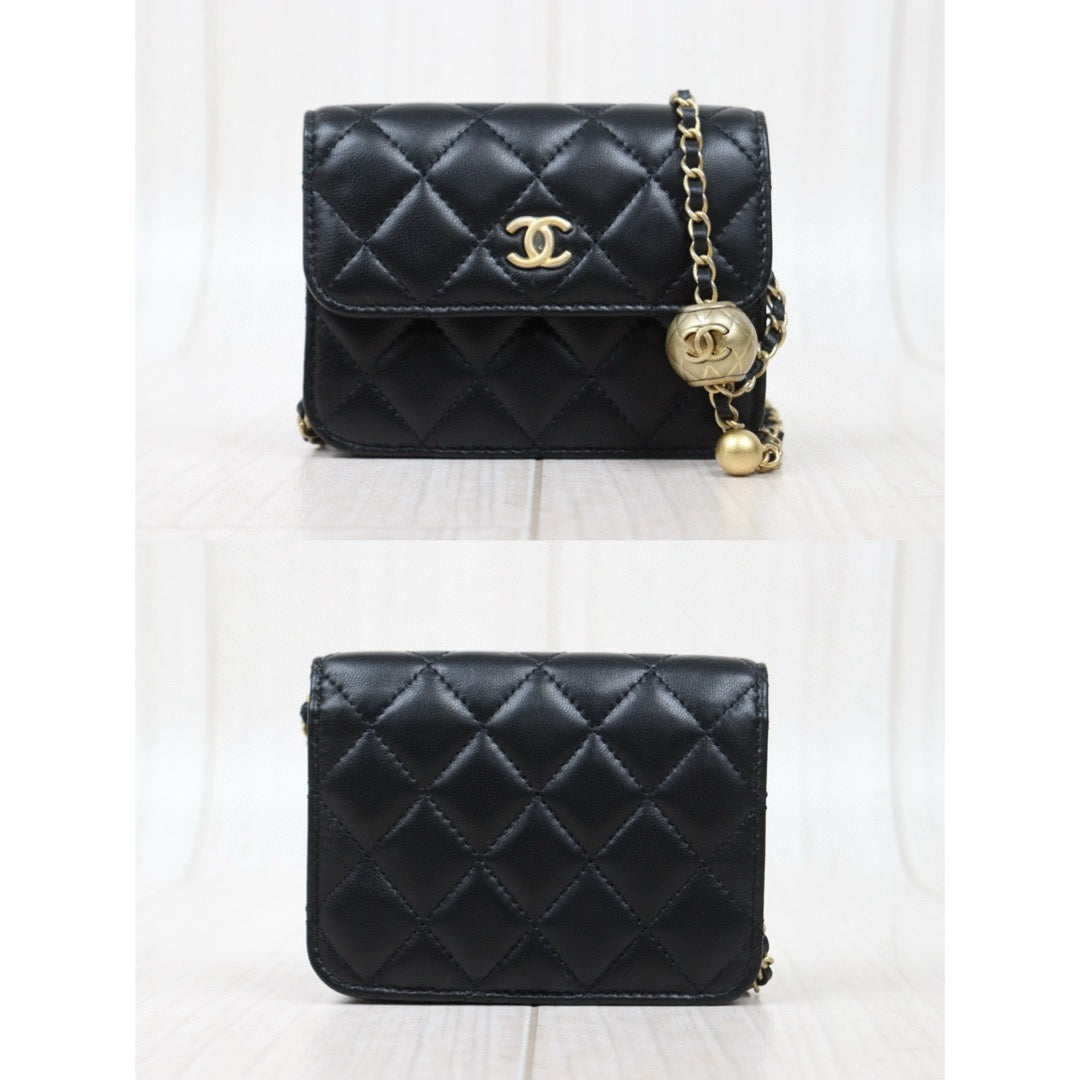 Excellent（Rank SA）｜ CHANEL Lambskin Leather Matrasse Chain mini Bag Made In 2020～2021Year｜H25022411