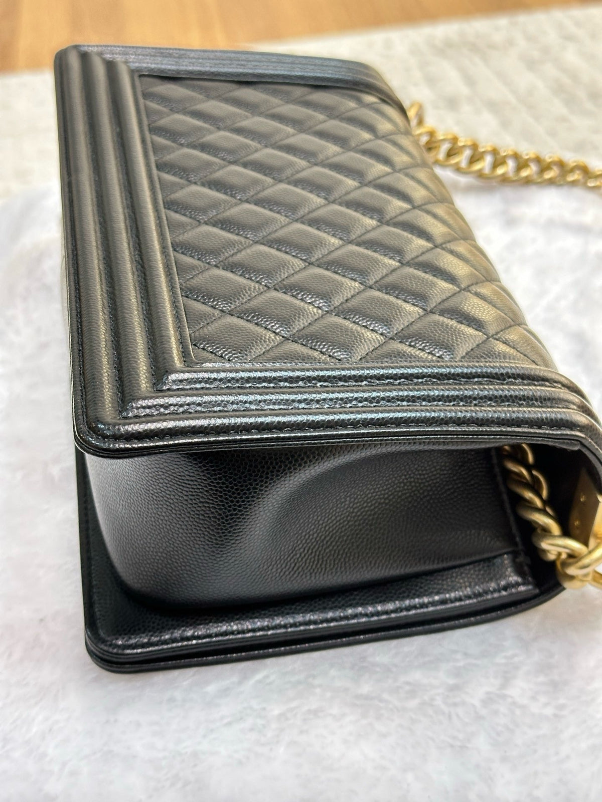 Chanel Medium Caviar Boy Bag Black GHW 27 holo card