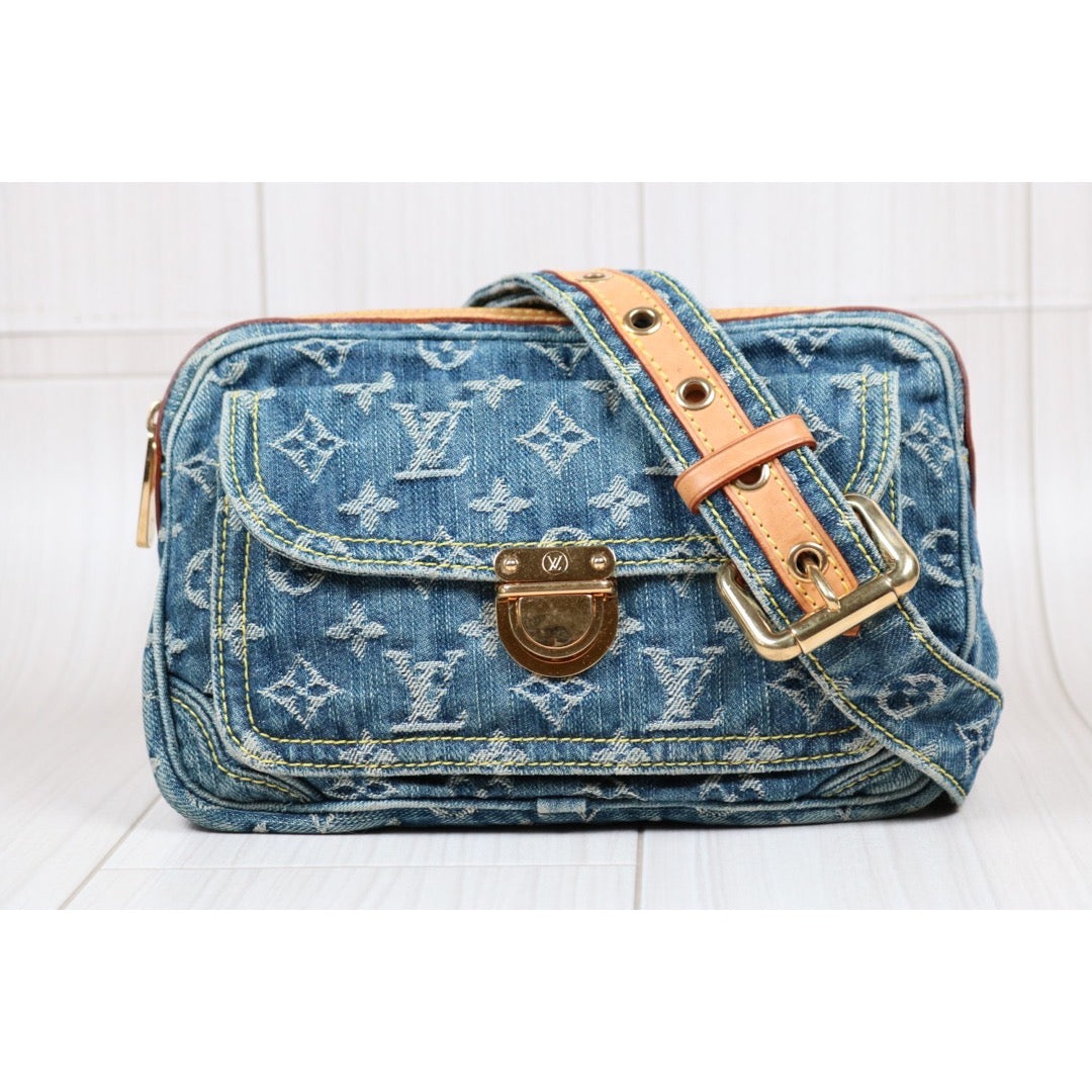 Rank AB ｜  LV Monogram Denim Waist Bag   ｜S24042204