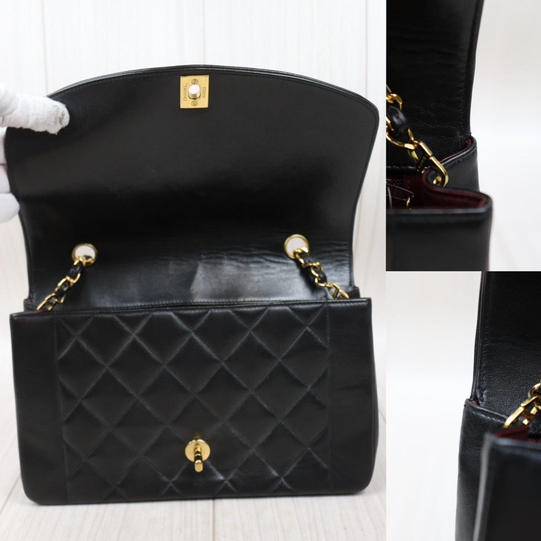 Rank A｜ CHANEL Matrasse Diana 25 Lamb Skin  Chain Bag Made in 1991-1994 Year｜P24061129