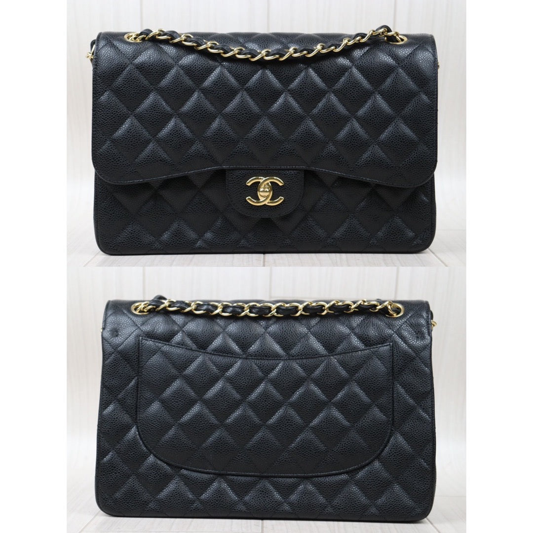 Rank A｜ CHANEL Caviar Skin Matrasse Double Flap 30 Shoulder Bag Black Made In 2015-2016Year  ｜S24061702
