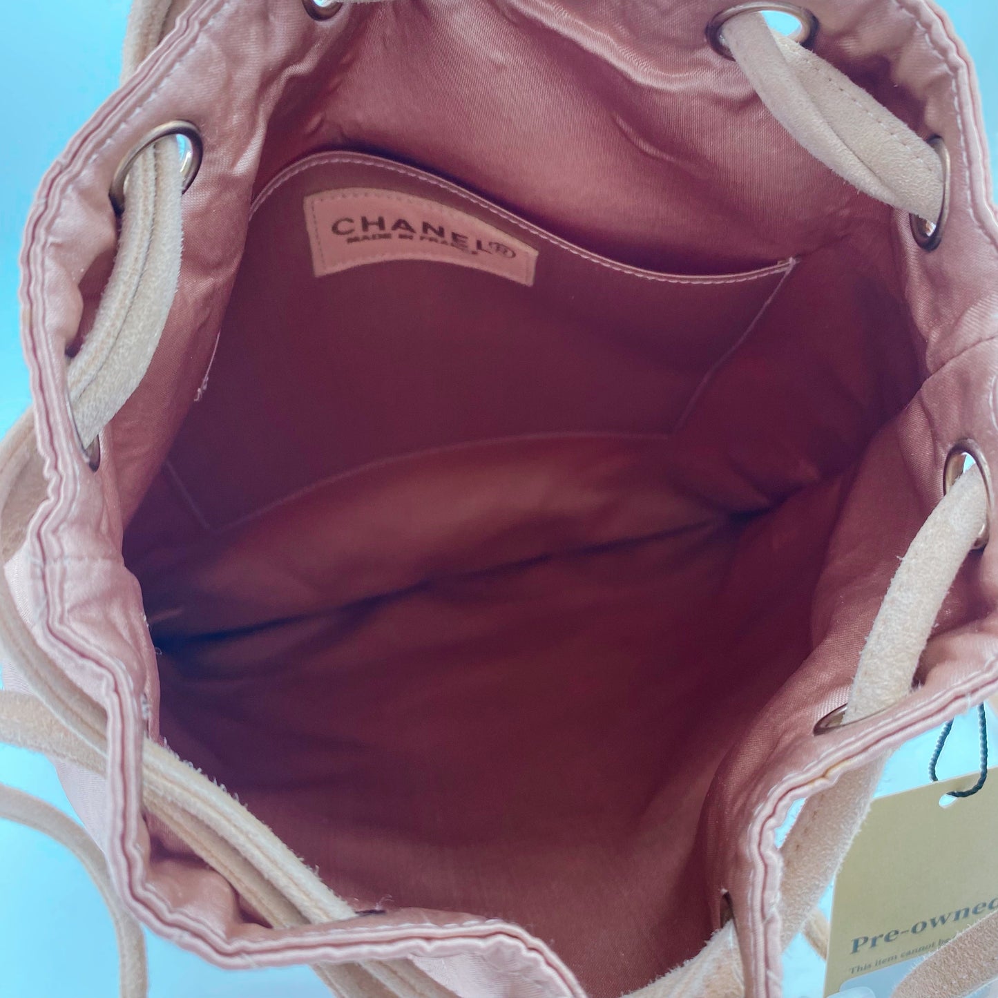 Chanel Vintage Quilted Satin and Suede Drawstring Backpack