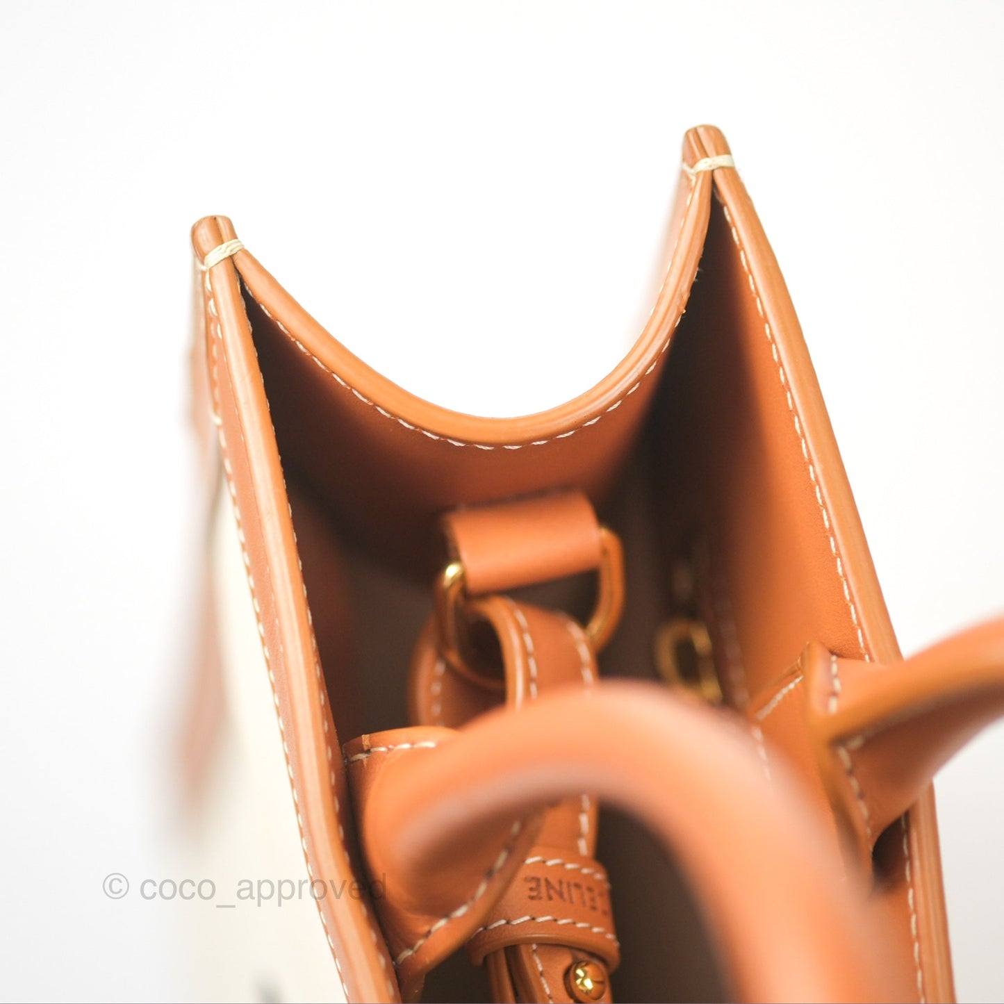 Celine Small Vertical Cabas Tote With Celine Print Natural/Tan