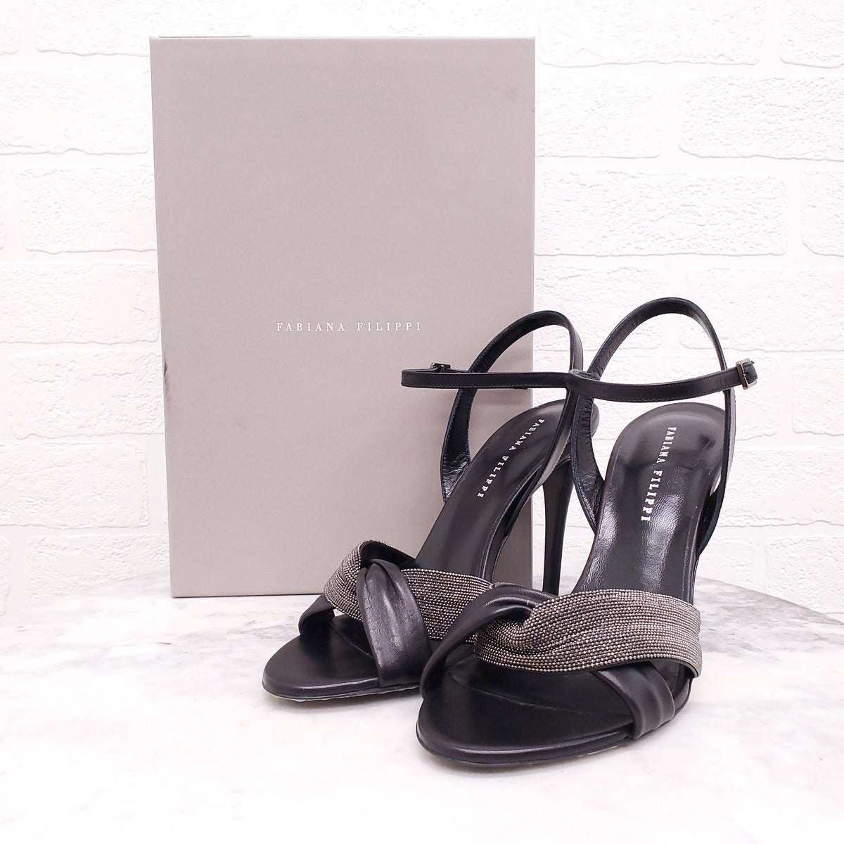 FABIANA FILIPPI 'LAVINIA' LEATHER HEELS - SIZE 38.5