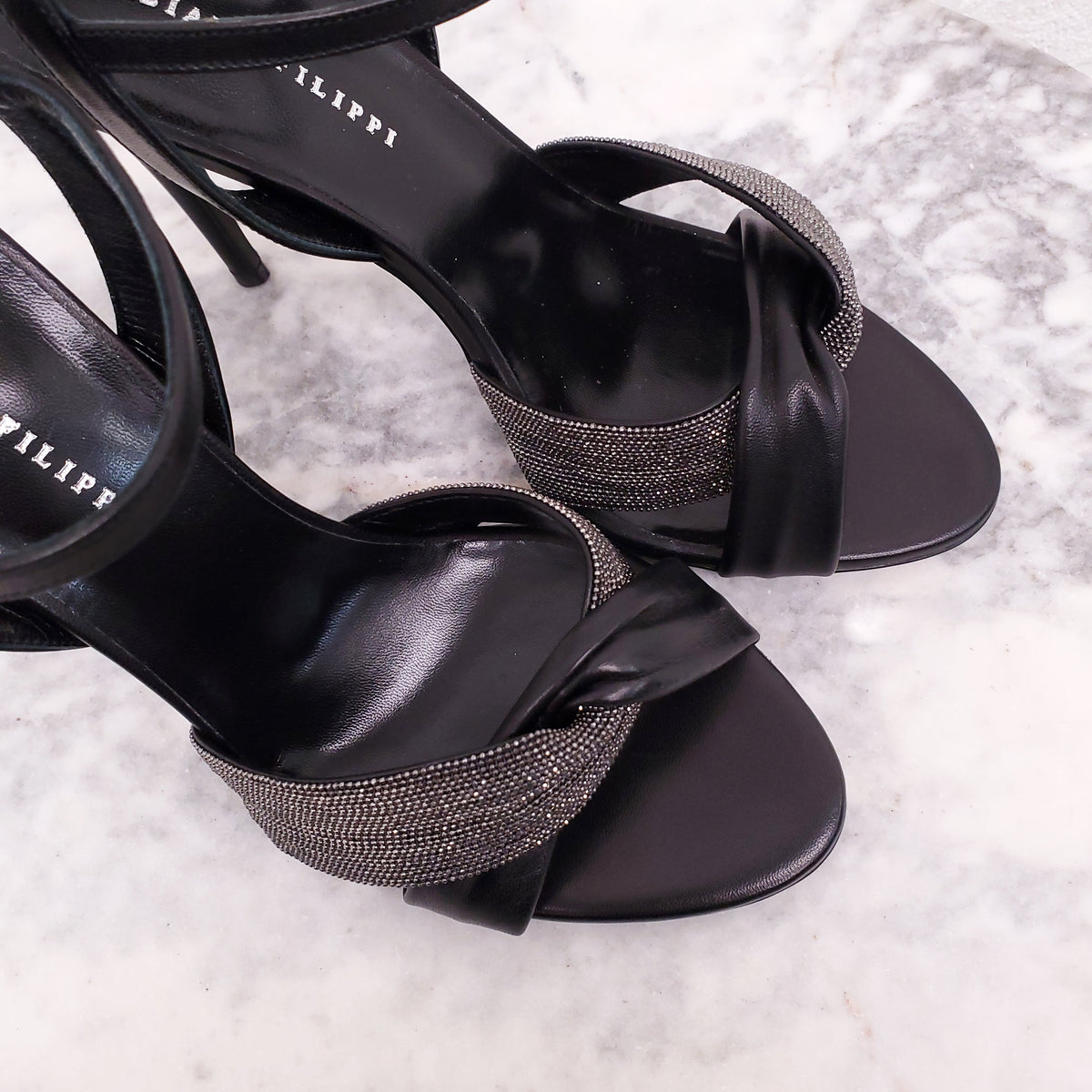 FABIANA FILIPPI 'LAVINIA' LEATHER HEELS - SIZE 38.5