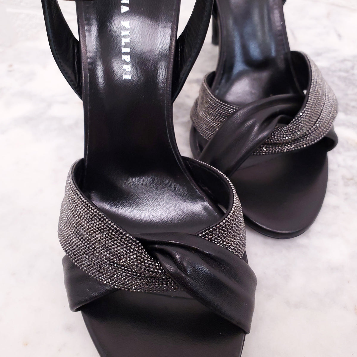 FABIANA FILIPPI 'LAVINIA' LEATHER HEELS - SIZE 38.5