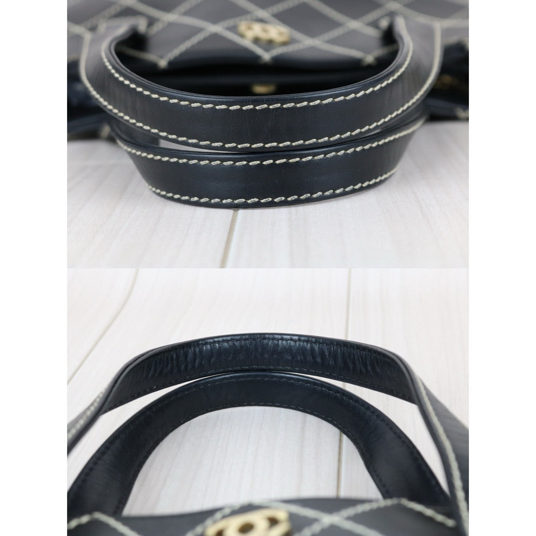 Good ( Rank AB)｜ CHANEL Calf Leather Wild Ditch Hand Bag Made In 2002～2003Year｜S25030604