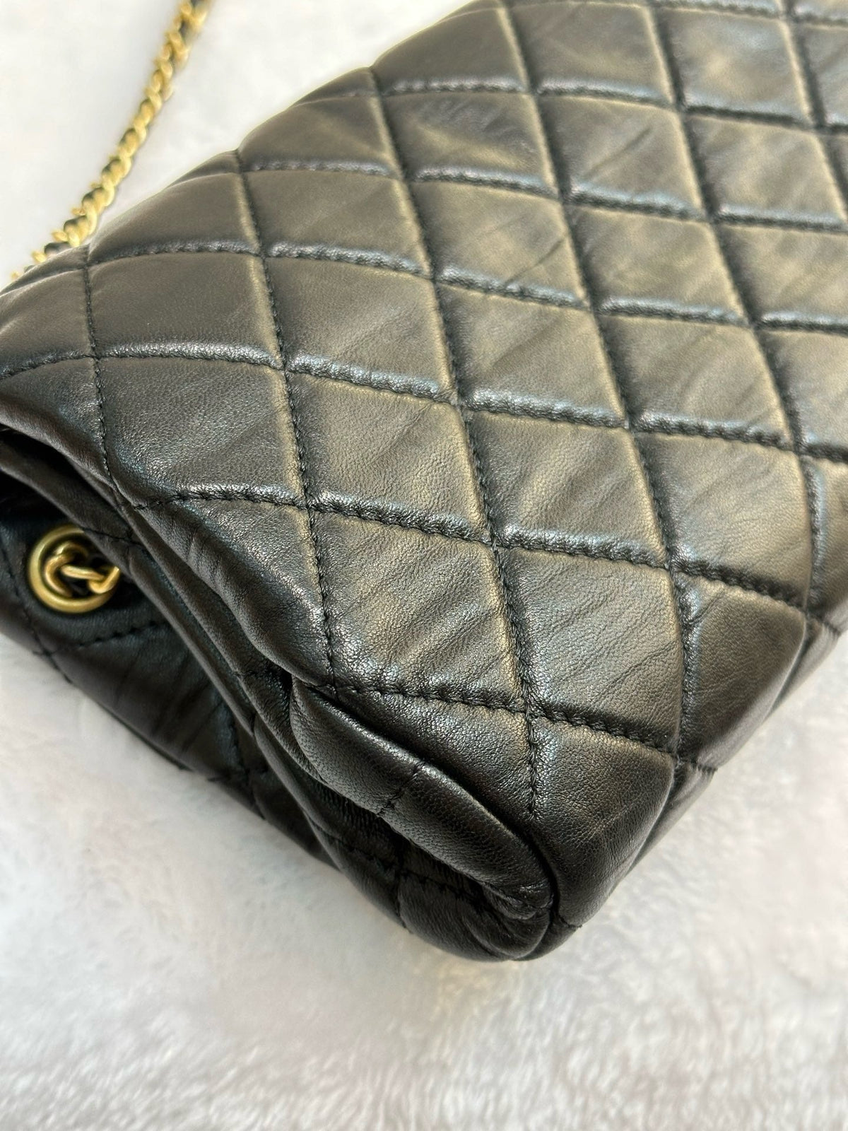 Chanel Small Black Quilted Lambskin Chain Flap GHW